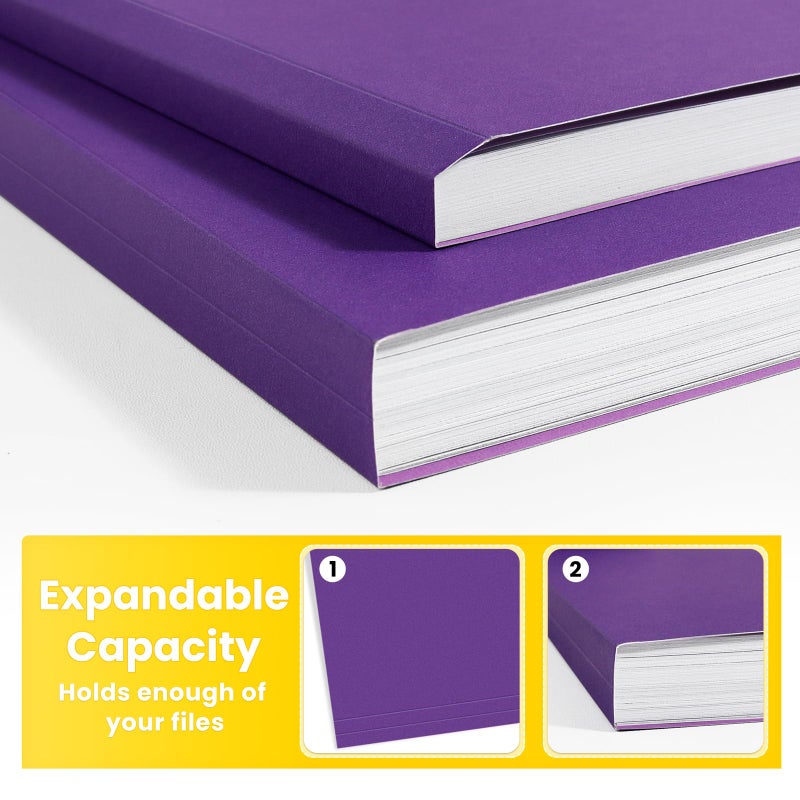 ساني مجلدات ملفات SUNEE، 100 حزمة مجلدات مانيلا 8.5 × 11، مجلدات ملفات ملونة لوازم المدرسة والمكتب المنزلي لملفات المستندات الورقية، أرجواني - Image 4